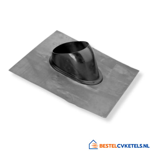 Verstelbare Burgerhout loodpan 25°-45° zwart voor hellende daken en rookgasafvoer doorvoer
