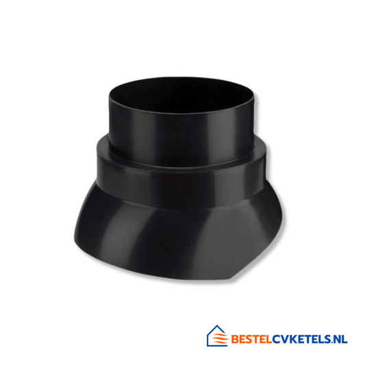 Burgerhout scharnierkap zwart Ø140mm voor Skyline rookgasafvoer en gemakkelijke dakinspectie