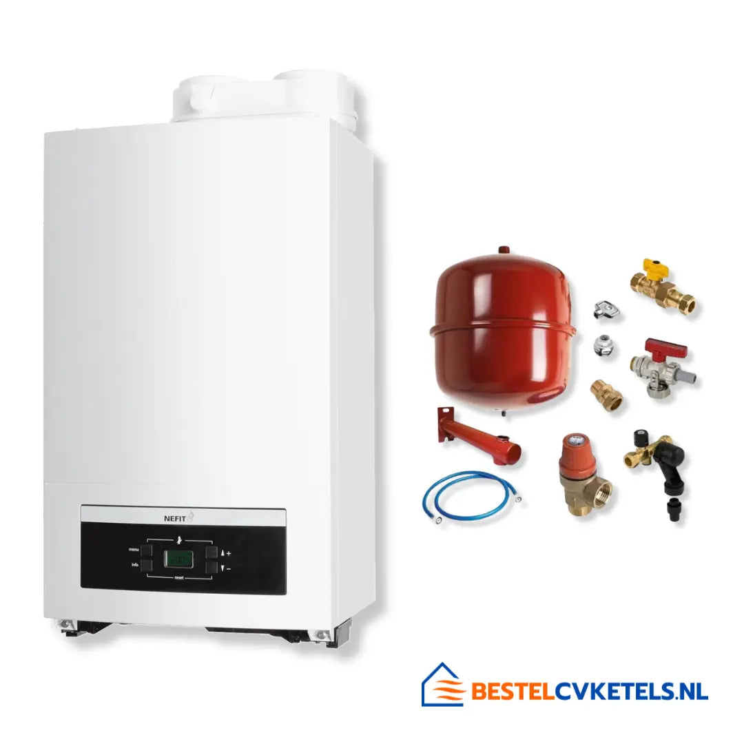 Nefit Proline NxT HRC24 CW4 Open-Therm cv-ketel met universele adapter en Bonfix de Luxe aansluitpakket, modelnummer 7746901851