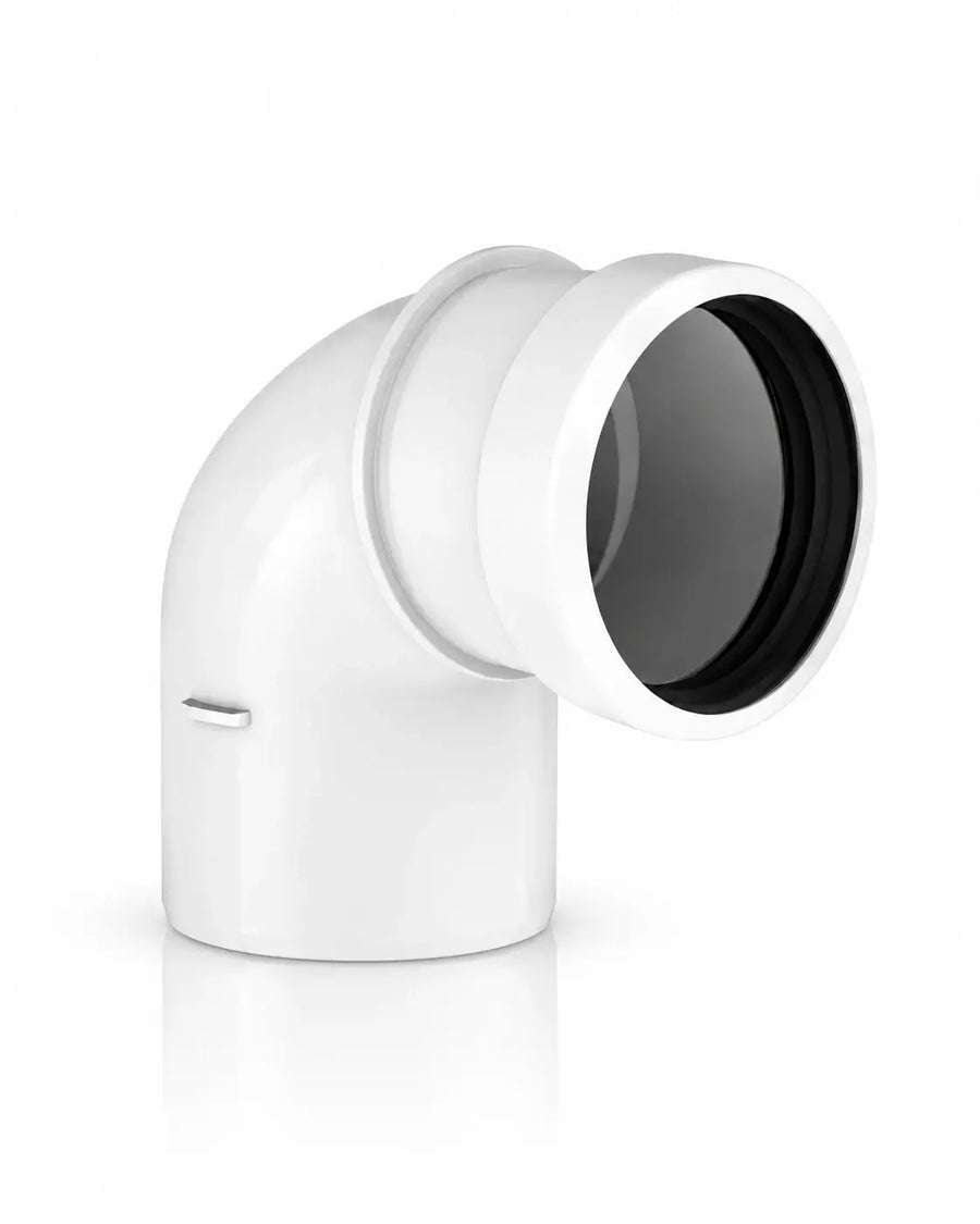 Burgerhout Safe-PP bocht 80 mm 90 graden wit voor rookgasafvoer
