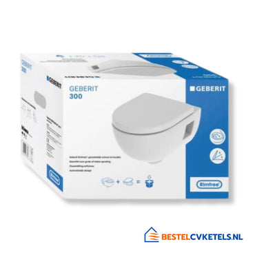 Geberit 300 Basic wandcloset Rimfree combipack met softclose zitting en randloos ontwerp voor hygiënische installatie