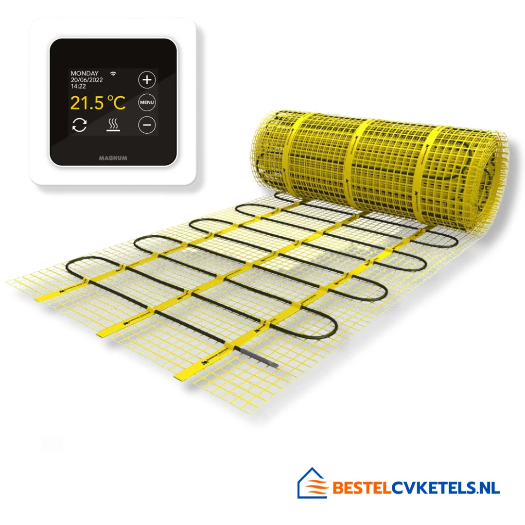 MAGNUM Xtreme elektrische vloerverwarming 7m² 1050W met witte wifi-thermostaat voor slimme en efficiënte temperatuurregeling