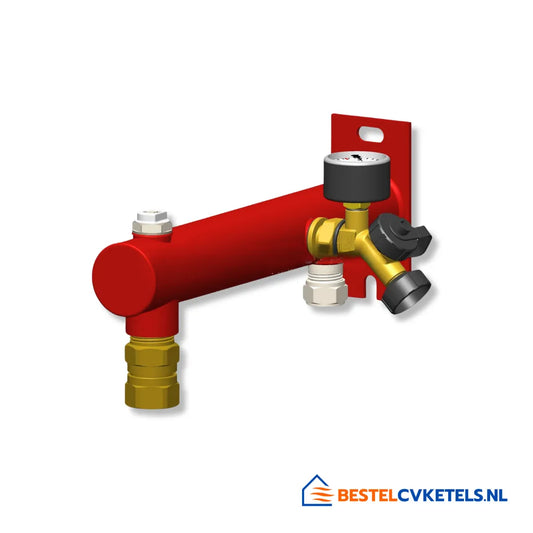 Pentec Expansievatbeugel met ontluchter en puntstuk 3/4x2x1/2 rood, modelnummer 1476-6-22-02