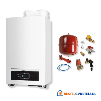 Nefit Proline NxT HRC24 CW3 Open-Therm cv-ketel met universele adapter en Bonfix de Luxe aansluitpakket, modelnummer 7746901850