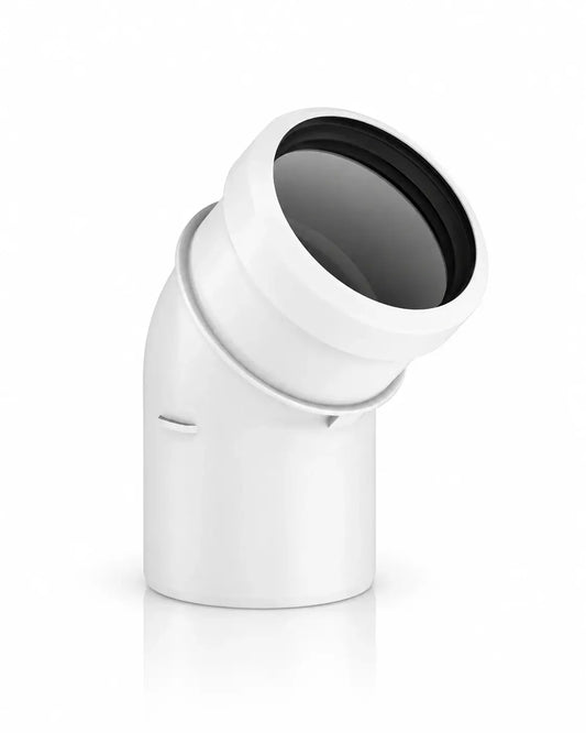 Burgerhout Safe-PP bocht 80 mm 45 graden wit voor rookgasafvoer
