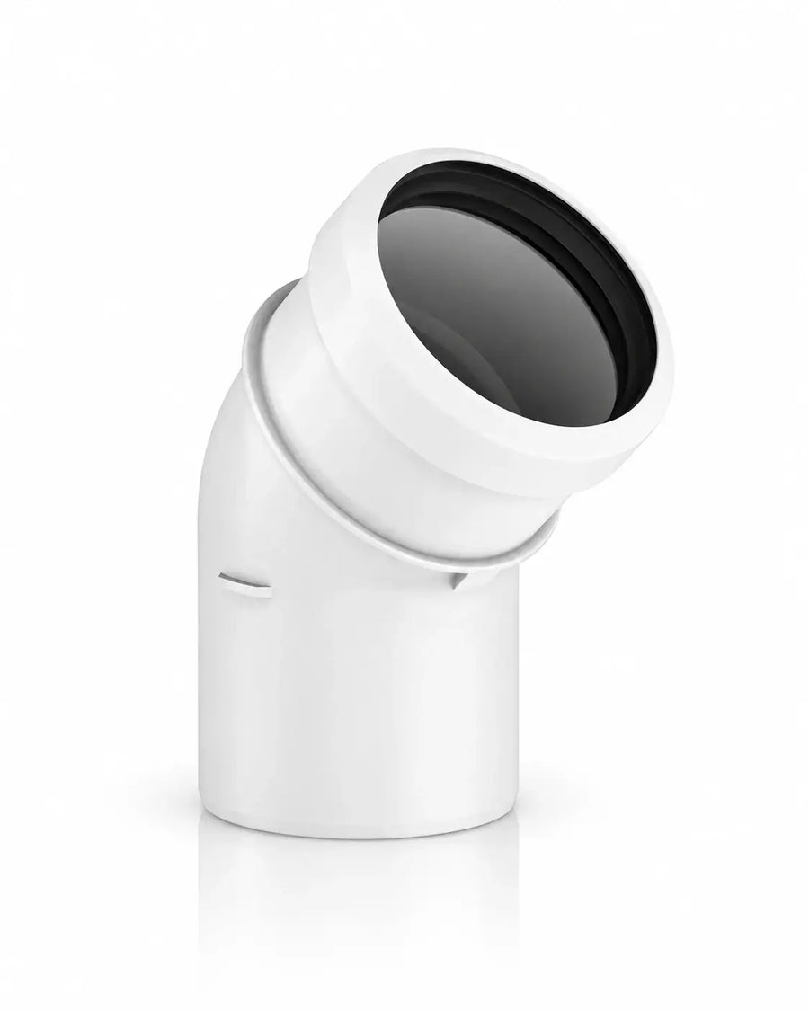 Burgerhout Safe-PP bocht 80 mm 45 graden wit voor rookgasafvoer