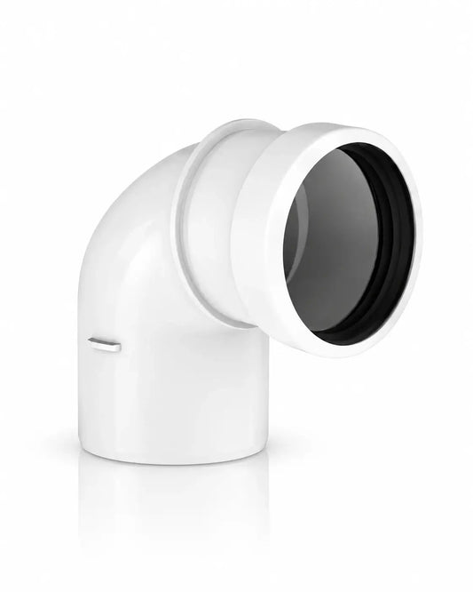 Burgerhout Safe-PP bocht 80 mm 90 graden wit voor rookgasafvoer