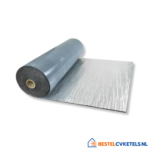 Isolatiefolie aluminium 3mm dik, 25 meter rol met overlap voor thermische isolatie van vloeren en leidingen
