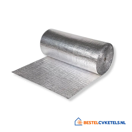 Isolatiefolie aluminium 6mm dik, 25 meter rol met overlap voor efficiënte warmte- en geluidsisolatie