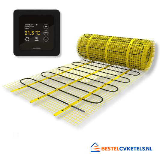MAGNUM Xtreme elektrische vloerverwarming 4,5m² 675W met zwarte wifi-thermostaat voor stijlvolle en slimme warmteoplossingen