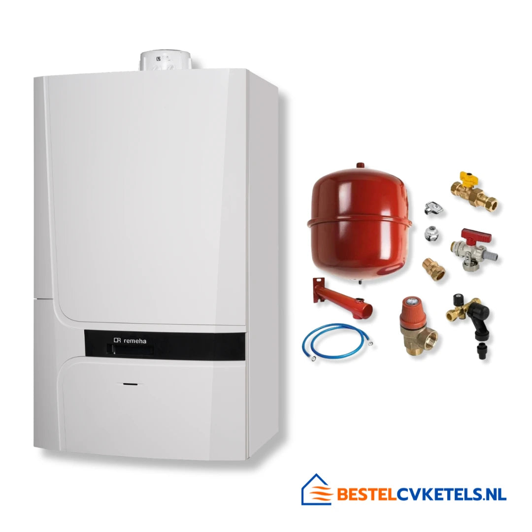 Remeha Calenta Ace-matic 30C HR CV-ketel CW4 met Bonfix De Luxe aansluitpakket, 80/80 mm, hoog rendement - model 7865285 99059